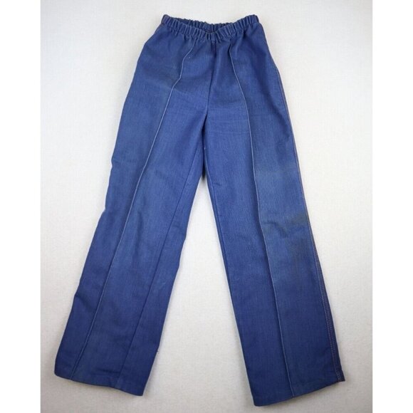 VINTAGE 80s WOMEN'S ELASTIC WAIST PULL-ON JEANS - PRAIRIE ROSE - SIZE S SHORT - Picture 1 of 16
